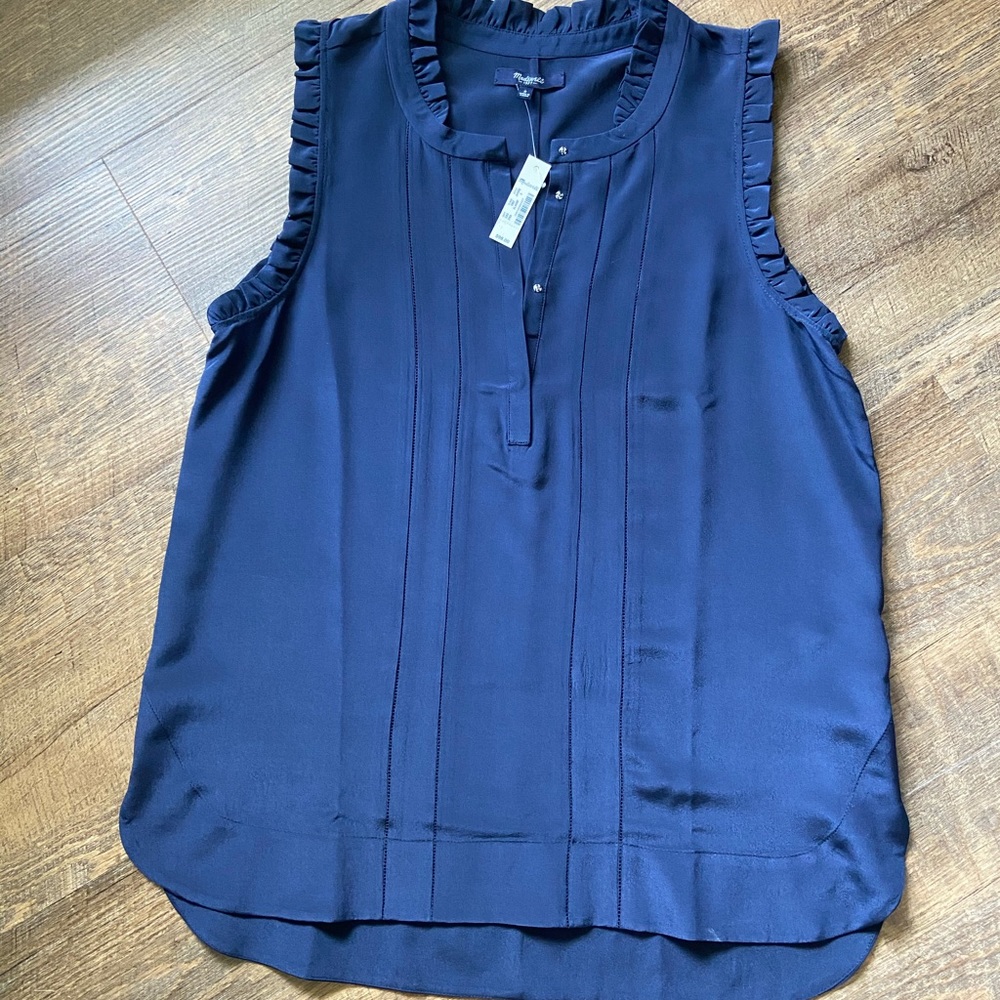 Madewell Silk Navy Blue Tank Top